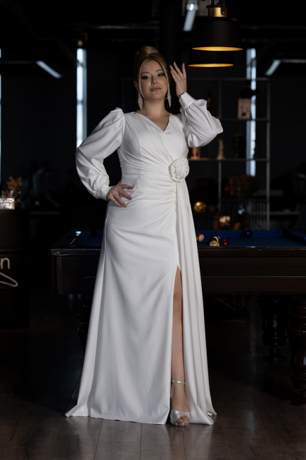 Long White Plus Size Evening Dress ABU3647