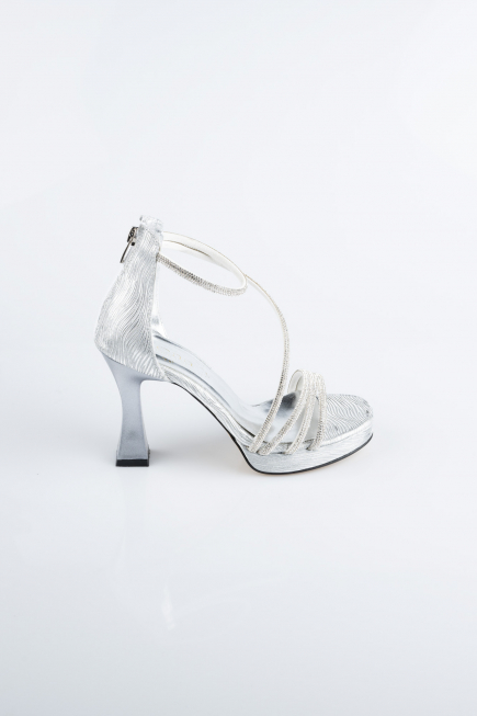 Silver Laser Cut Evening Shoe MJ5154