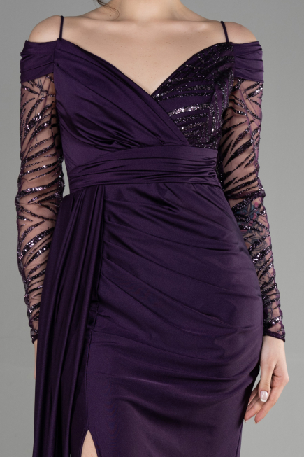 Long Dark Purple Evening Dress ABU3656