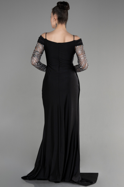 Long Black-Silver Evening Dress ABU3656