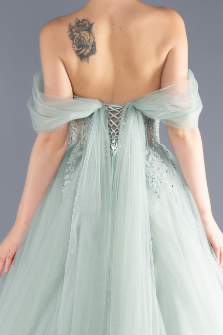 Long Mint Special Design Engagement Dress ABU3664