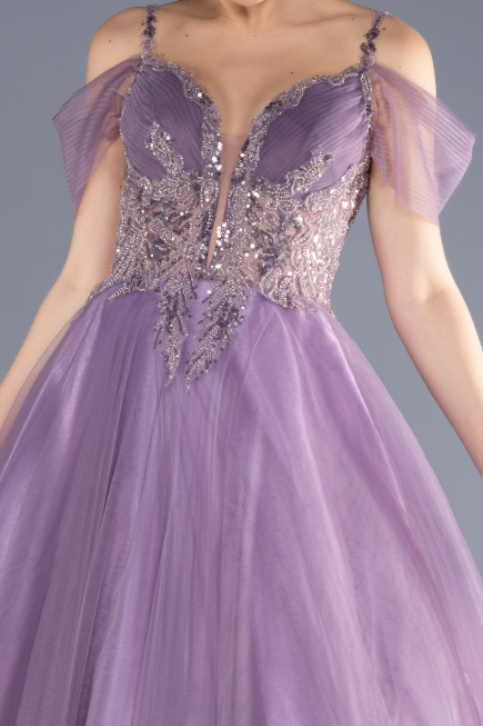 Long Lavender Designer Evening Dress ABU3663