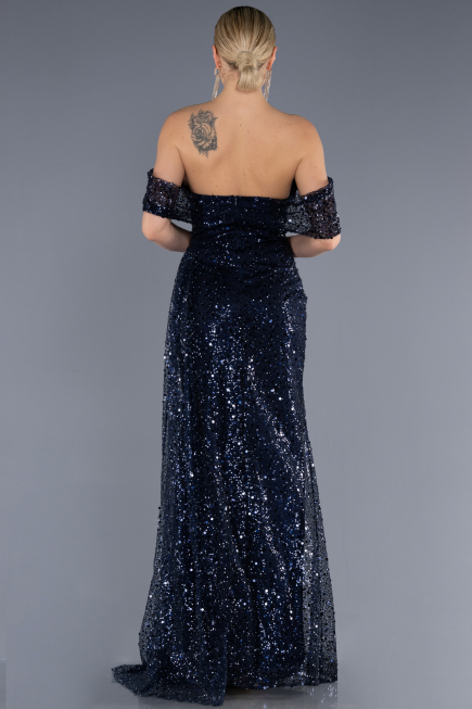 Long Navy Blue Scaly Evening Dress ABU3577