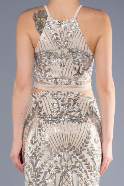 Long Beige Mermaid Prom Dress ABU3670