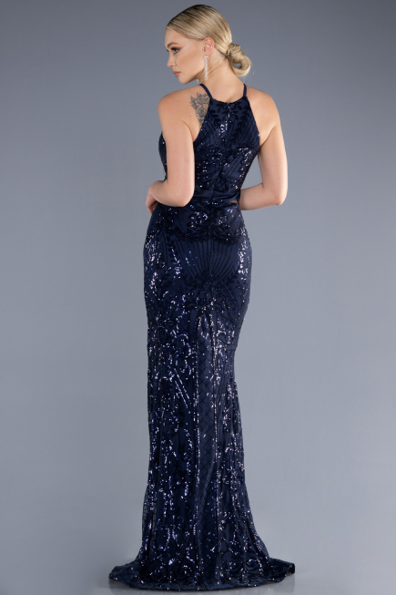 Long Navy Blue Mermaid Prom Dress ABU3670