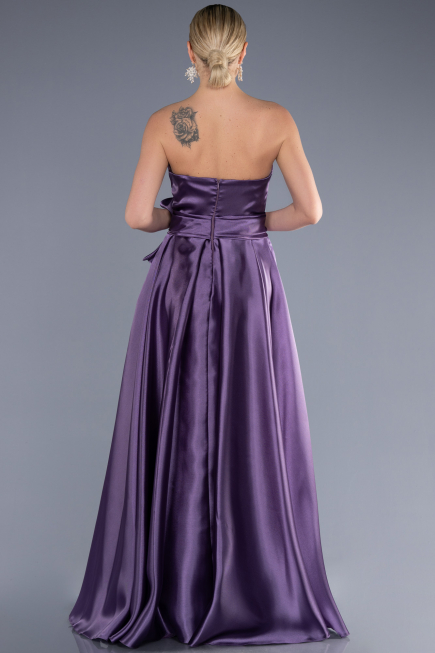 Long Lavender Satin Evening Dress ABU3674
