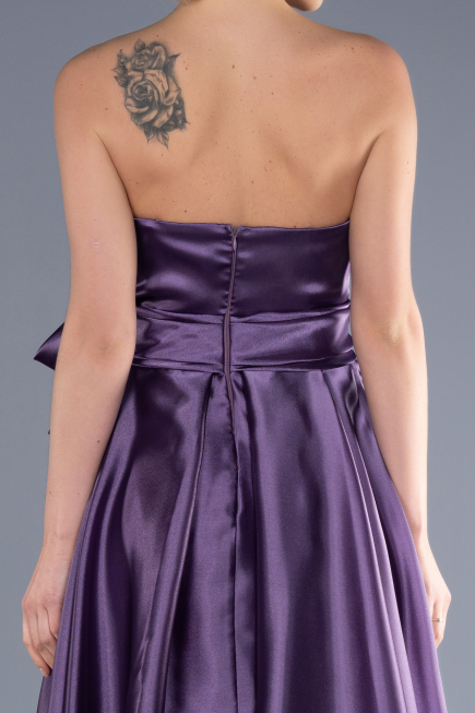 Long Lavender Satin Evening Dress ABU3674