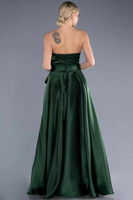 Long Emerald Green Satin Evening Dress ABU3674