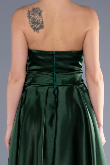 Long Emerald Green Satin Evening Dress ABU3674