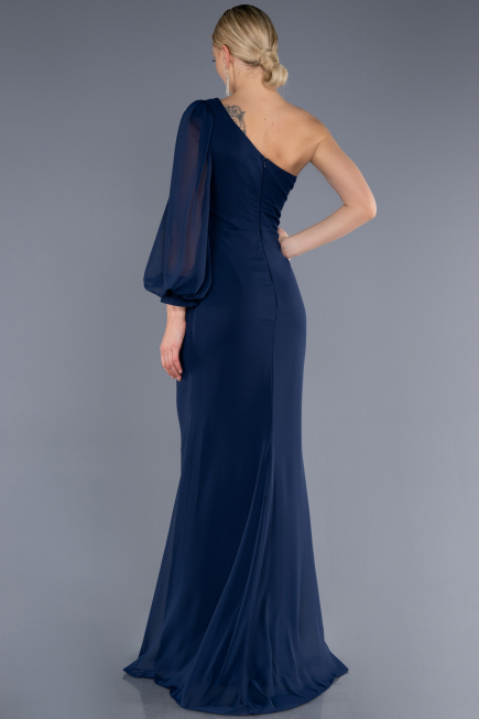 Long Navy Blue Chiffon Evening Dress ABU3677