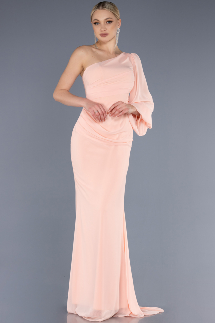 Long Salmon Chiffon Evening Dress ABU3677