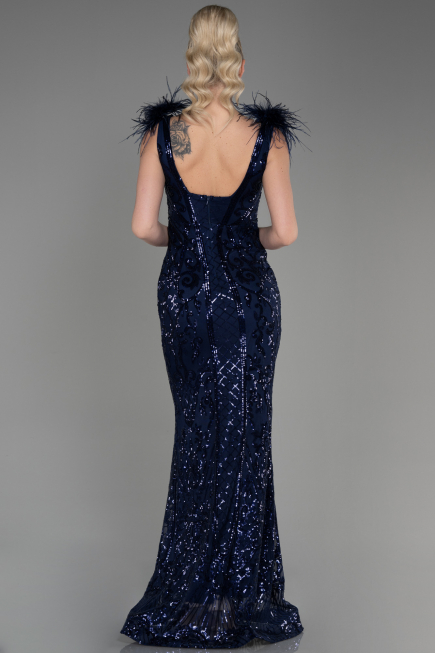 Long Navy Blue Mermaid Prom Dress ABU3669