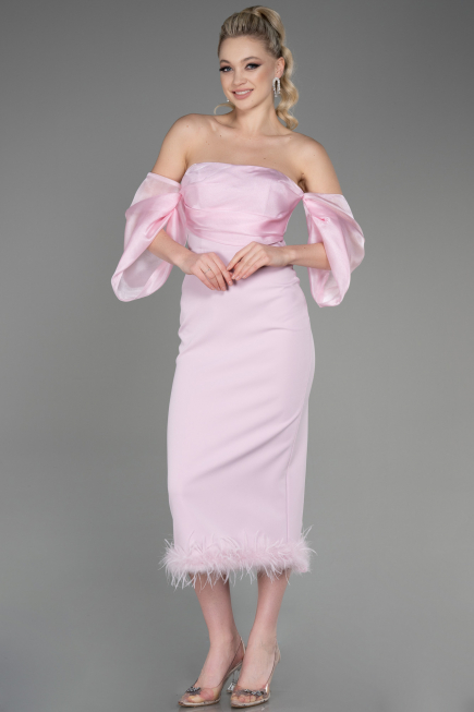 Midi Powder Color Invitation Dress ABK1796