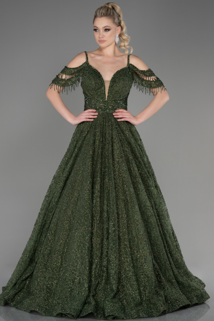 Long Olive Drab Evening Dress ABU3708