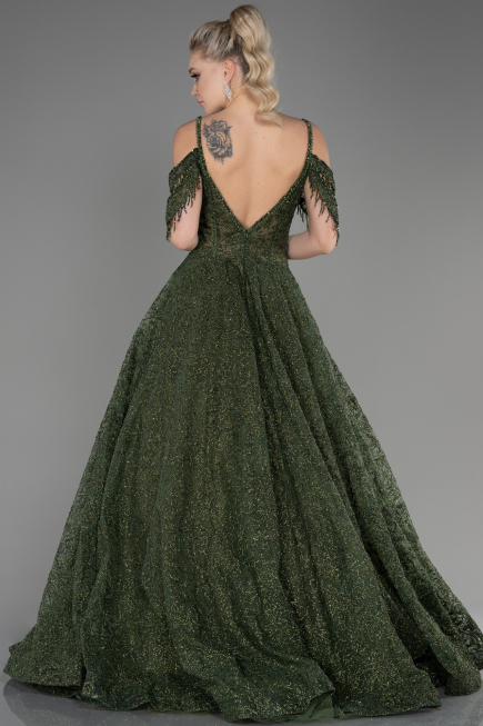 Long Olive Drab Evening Dress ABU3708