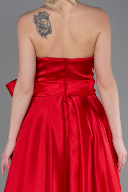 Long Red Satin Evening Dress ABU3674