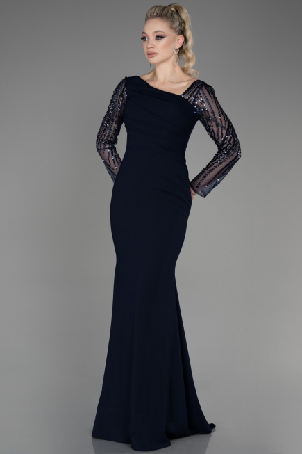 Long Navy Blue Evening Dress ABU3712