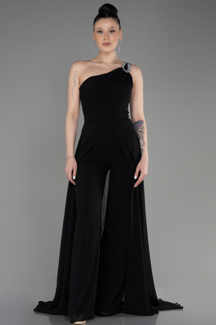 Long Black Chiffon Party Dress ABT116