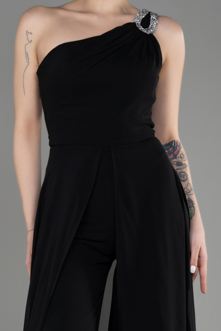 Long Black Chiffon Party Dress ABT116