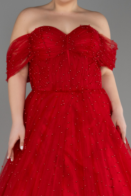 Long Red Plus Size Haute Couture Dress ABU3622