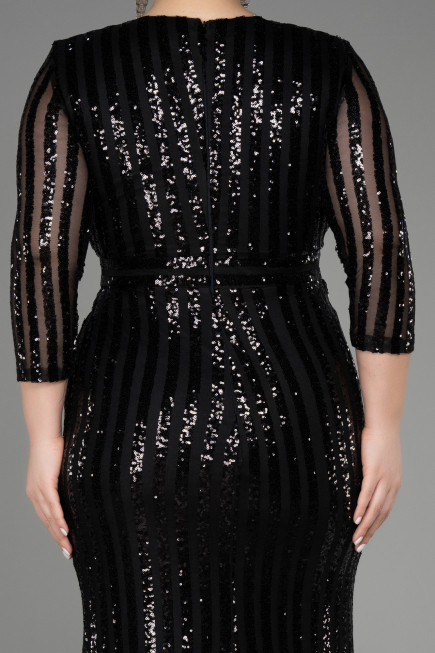 Black Long Oversized Mermaid Evening Dress ABU1043