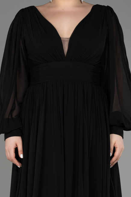 Long Black Chiffon Oversized Evening Dress ABU1988