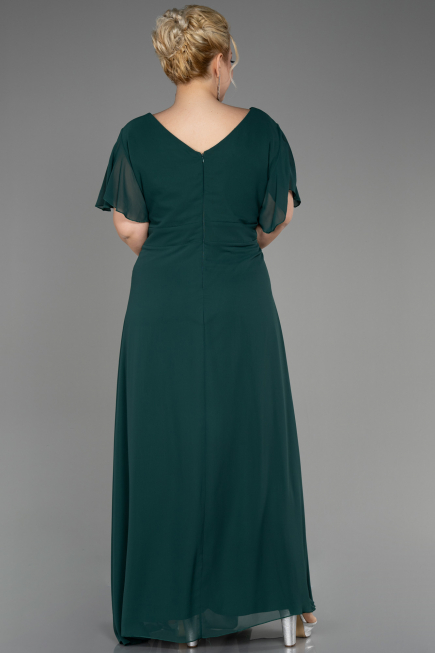 Long Emerald Green Chiffon Plus Size Evening Dress ABU2308