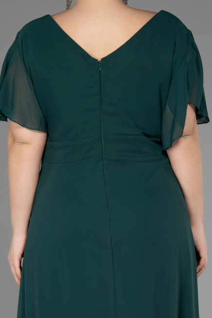 Long Emerald Green Chiffon Plus Size Evening Dress ABU2308