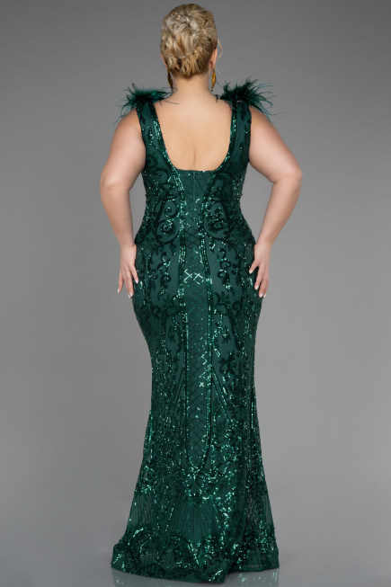 Long Emerald Green Scaly Plus Size Engagement Dress ABU3671