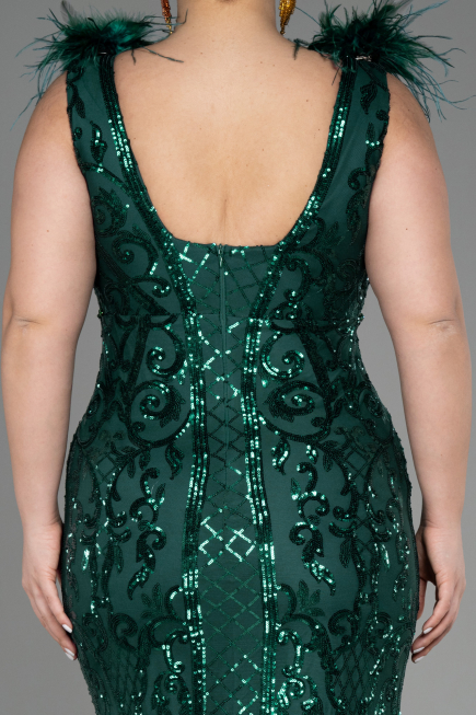 Long Emerald Green Scaly Plus Size Engagement Dress ABU3671