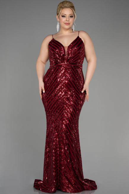 Long Burgundy Plus Size Evening Dress ABU1661
