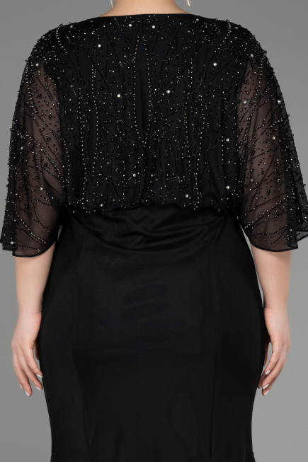 Long Black Plus Size Engagement Dress ABU3732