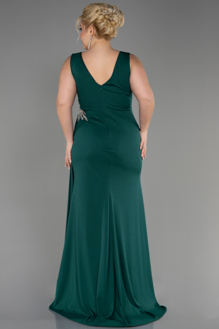 Long Emerald Green Plus Size Evening Dress ABU2934