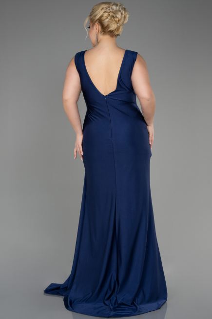 Long Navy Blue Formal Plus Size Dress ABU3737