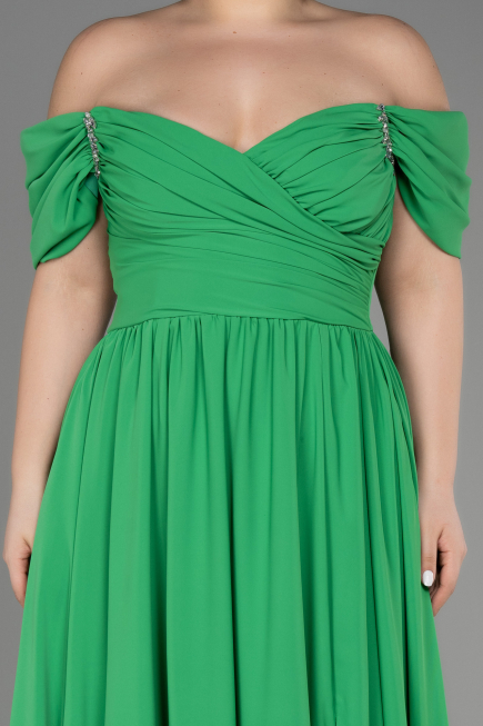 Long Green Chiffon Plus Size Evening Dress ABU3738