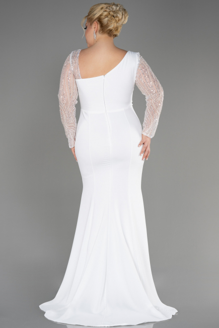 Long White Plus Size Wedding Dress ABU3713