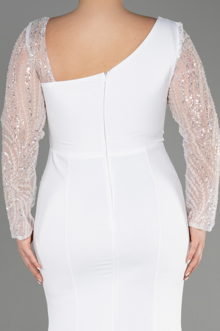 Long White Plus Size Wedding Dress ABU3713