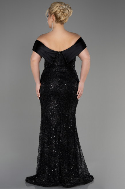 Long Black Plus Size Engagement Dress ABU3740