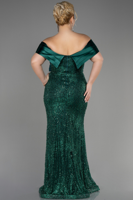 Long Emerald Green Plus Size Engagement Dress ABU3740