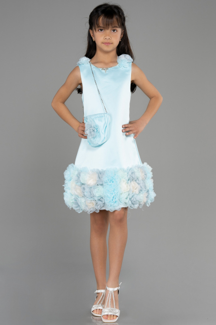 Short Mint Satin Girl Dress ABK1994