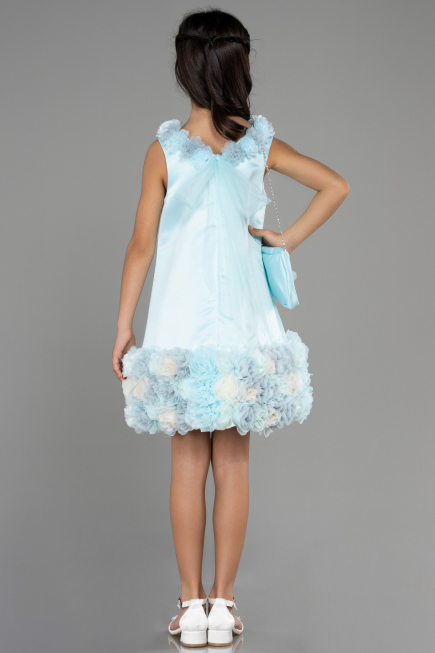 Short Mint Satin Girl Dress ABK1994