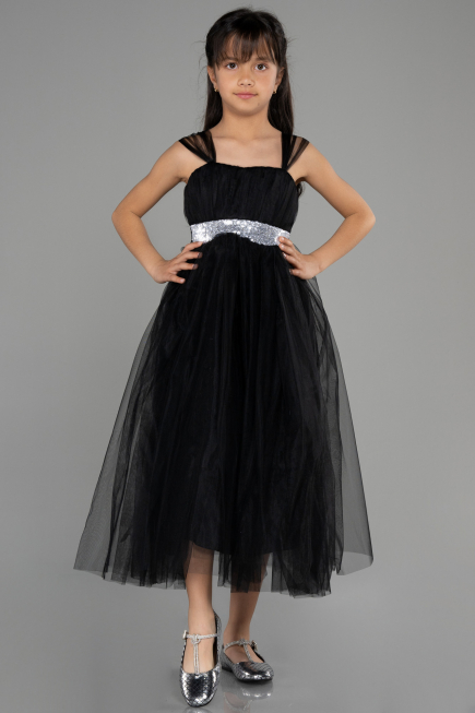 Black Long Girl Dress ABU3031