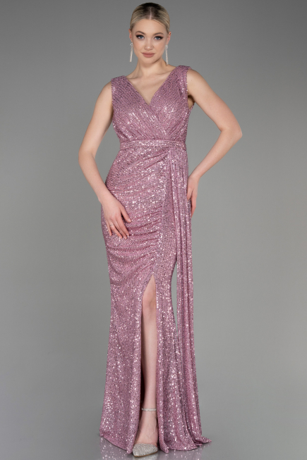 Long Powder Color Scaly Evening Dress ABU3201