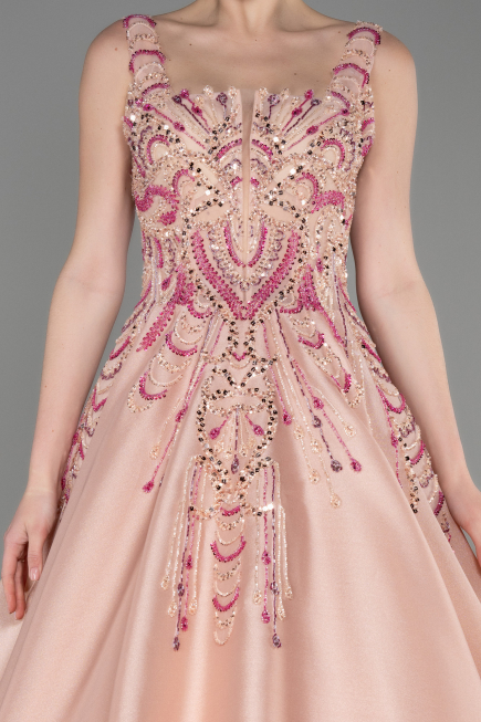 Long Powder Color Special Design Engagement Dress ABU3746