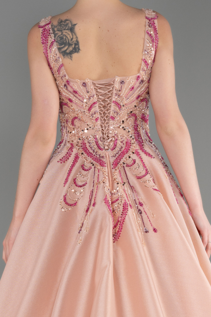 Long Powder Color Special Design Engagement Dress ABU3746