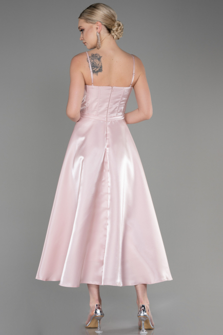Midi Powder Color Satin Party Dress ABK2011