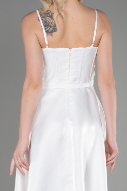 Midi White Satin Party Dress ABK2011