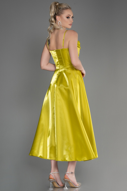 Midi Pistachio Green Satin Party Dress ABK2011