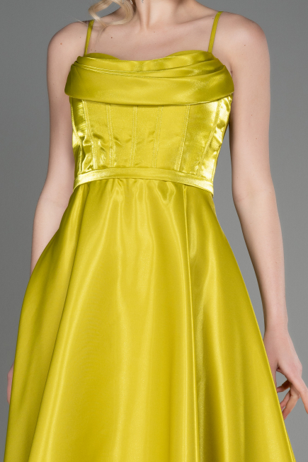 Midi Pistachio Green Satin Party Dress ABK2011