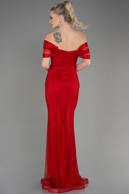 Long Red File Mermaid Prom Dress ABU3769